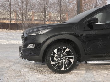 15 249 р. Защита переднего бампера (2 трубы Ø42 мм, нержавейка) SLITKOFF  Hyundai Tucson  TL (2018-2021) рестайлинг  с доставкой в г. Омск. Увеличить фотографию 4