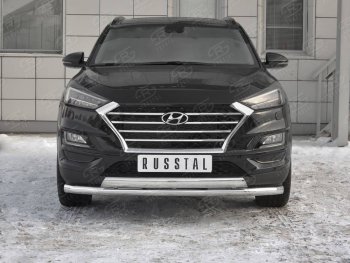 22 949 р. Защита переднего бампера (2 трубы Ø63 и 75х42 мм, нержавейка) Russtal Hyundai Tucson TL рестайлинг (2018-2021)  с доставкой в г. Омск. Увеличить фотографию 1