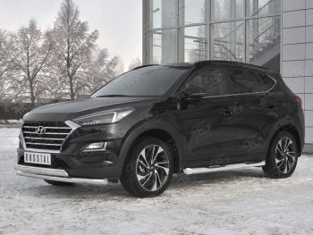 22 949 р. Защита переднего бампера (2 трубы Ø63 и 75х42 мм, нержавейка) Russtal  Hyundai Tucson  TL (2018-2021) рестайлинг  с доставкой в г. Омск. Увеличить фотографию 2