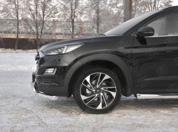 22 949 р. Защита переднего бампера (2 трубы Ø63 и 75х42 мм, нержавейка) Russtal Hyundai Tucson TL рестайлинг (2018-2021)  с доставкой в г. Омск. Увеличить фотографию 3