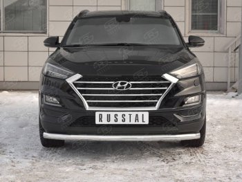 12 999 р. Защита переднего бампера (Ø 63 мм, нержавейка) Russtal Hyundai Tucson TL рестайлинг (2018-2021)  с доставкой в г. Омск. Увеличить фотографию 1