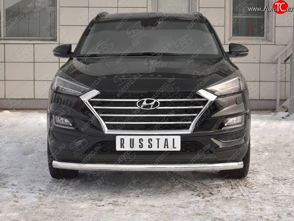 12 999 р. Защита переднего бампера (Ø 63 мм, нержавейка) Russtal Hyundai Tucson TL рестайлинг (2018-2021)  с доставкой в г. Омск