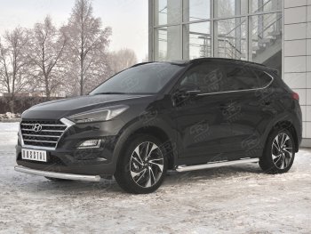 12 999 р. Защита переднего бампера (Ø 63 мм, нержавейка) Russtal Hyundai Tucson TL рестайлинг (2018-2021)  с доставкой в г. Омск. Увеличить фотографию 2