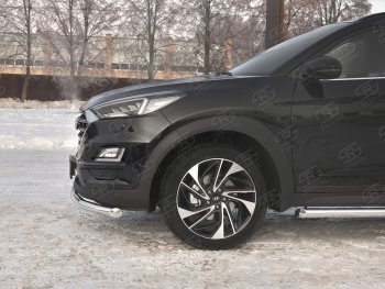 12 999 р. Защита переднего бампера (Ø 63 мм, нержавейка) Russtal Hyundai Tucson TL рестайлинг (2018-2021)  с доставкой в г. Омск. Увеличить фотографию 3