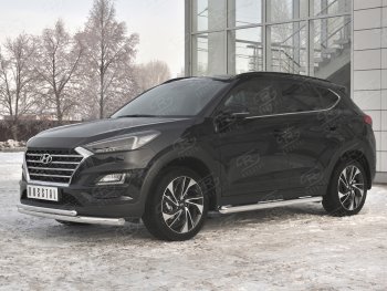 15 749 р. Защита переднего бампера (2 трубы Ø63 и 42 мм, нержавейка) SLITKOFF  Hyundai Tucson  TL (2018-2021) рестайлинг  с доставкой в г. Омск. Увеличить фотографию 2