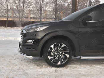 15 749 р. Защита переднего бампера (2 трубы Ø63 и 42 мм, нержавейка) SLITKOFF  Hyundai Tucson  TL (2018-2021) рестайлинг  с доставкой в г. Омск. Увеличить фотографию 3