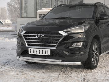 15 749 р. Защита переднего бампера (2 трубы Ø63 и 42 мм, нержавейка) SLITKOFF  Hyundai Tucson  TL (2018-2021) рестайлинг  с доставкой в г. Омск. Увеличить фотографию 4