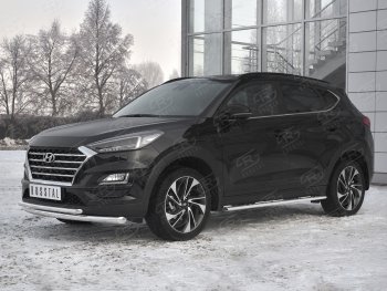 15 499 р. Защита переднего бампера (2 трубы Ø63 и 42 мм, нержавейка) SLITKOFF  Hyundai Tucson  TL (2018-2021) рестайлинг  с доставкой в г. Омск. Увеличить фотографию 2