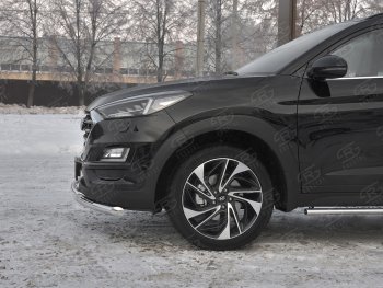 15 499 р. Защита переднего бампера (2 трубы Ø63 и 42 мм, нержавейка) SLITKOFF  Hyundai Tucson  TL (2018-2021) рестайлинг  с доставкой в г. Омск. Увеличить фотографию 3