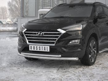 15 499 р. Защита переднего бампера (2 трубы Ø63 и 42 мм, нержавейка) SLITKOFF  Hyundai Tucson  TL (2018-2021) рестайлинг  с доставкой в г. Омск. Увеличить фотографию 4