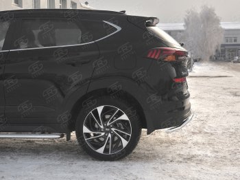 12 999 р. Защита заднего бампера (Ø42 мм волна, нержавейка) SLITKOFF  Hyundai Tucson  TL (2018-2021) рестайлинг  с доставкой в г. Омск. Увеличить фотографию 2