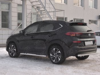 12 999 р. Защита заднего бампера (Ø63 мм, нержавейка) SLITKOFF  Hyundai Tucson  TL (2018-2021) рестайлинг  с доставкой в г. Омск. Увеличить фотографию 2