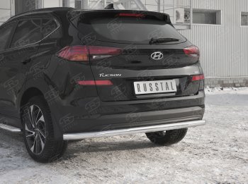 13 499 р. Защита заднего бампера (Ø63 мм, нержавейка) RUSSTAL  Hyundai Tucson  TL (2018-2021) рестайлинг  с доставкой в г. Омск. Увеличить фотографию 3