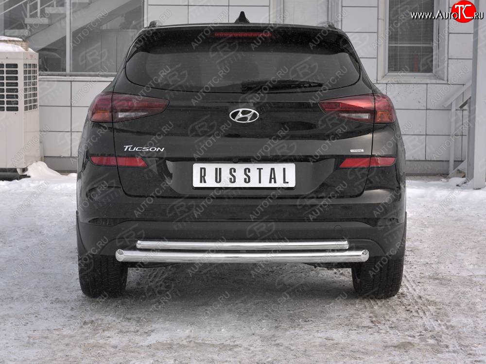 14 999 р. Защита заднего бампера (Ø63/42 мм, нержавейка) SLITKOFF  Hyundai Tucson  TL (2018-2021) рестайлинг  с доставкой в г. Омск