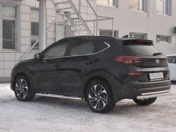 14 999 р. Защита заднего бампера (Ø63/42 мм, нержавейка) SLITKOFF  Hyundai Tucson  TL (2018-2021) рестайлинг  с доставкой в г. Омск. Увеличить фотографию 2