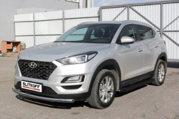 14 999 р. Пороги алюминиевые Slitkoff Hyundai Tucson TL рестайлинг (2018-2021) (Optima Black )  с доставкой в г. Омск. Увеличить фотографию 2