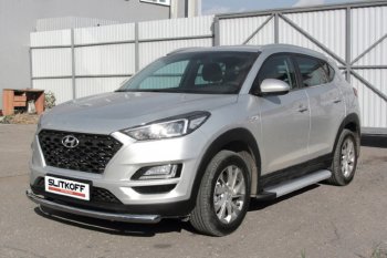 13 349 р. Пороги алюминиевые Slitkoff  Hyundai Tucson  TL (2018-2021) рестайлинг (Optima Silver)  с доставкой в г. Омск. Увеличить фотографию 2