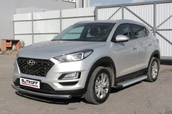 17 399 р. Пороги алюминиевые Slitkoff  Hyundai Tucson  TL (2018-2021) рестайлинг (Standart Silver)  с доставкой в г. Омск. Увеличить фотографию 2