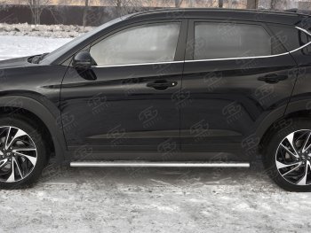 21 749 р. Защита порогов (Ø75x42 мм с проступью, нержавейка) Russtal Hyundai Tucson TL рестайлинг (2018-2021)  с доставкой в г. Омск. Увеличить фотографию 2