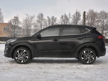 21 749 р. Защита порогов (Ø75x42 мм с проступью, нержавейка) Russtal Hyundai Tucson TL рестайлинг (2018-2021)  с доставкой в г. Омск. Увеличить фотографию 3