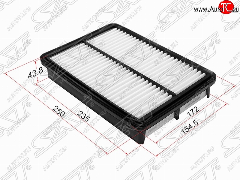 679 р. Фильтр воздушный двигателя SAT (250х172х43.8 mm)  Hyundai Tucson  JM (2004-2010), KIA Sportage  2 JE,KM (2004-2008)  с доставкой в г. Омск