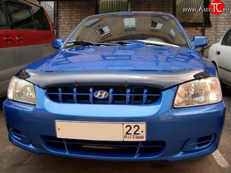 2 699 р. Дефлектор капота NovLine Hyundai Accent седан ТагАЗ (2001-2012)  с доставкой в г. Омск