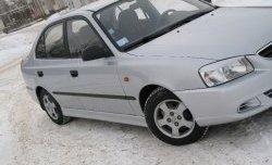 4 099 р. Пороги накладки Style  Hyundai Accent  седан ТагАЗ (2001-2012) (Неокрашенные)  с доставкой в г. Омск. Увеличить фотографию 2