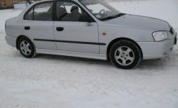 4 099 р. Пороги накладки Style  Hyundai Accent  седан ТагАЗ (2001-2012) (Неокрашенные)  с доставкой в г. Омск. Увеличить фотографию 3