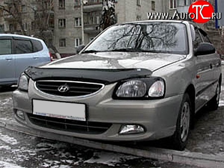 1 484 р. Защита передних фар NovLine (очки) . Hyundai Accent седан ТагАЗ (2001-2012)  с доставкой в г. Омск