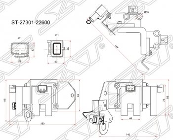 1 789 р. Катушка зажигания SAT  Hyundai Accent  седан ТагАЗ - Getz  TB  с доставкой в г. Омск. Увеличить фотографию 1