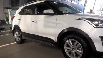 7 349 р. Пластиковые пороги АвтоКрат Hyundai Creta GS рестайлинг (2019-2021) (Неокрашенные)  с доставкой в г. Омск. Увеличить фотографию 2