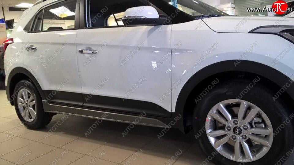 7 349 р. Пластиковые пороги АвтоКрат Hyundai Creta GS рестайлинг (2019-2021) (Неокрашенные)  с доставкой в г. Омск