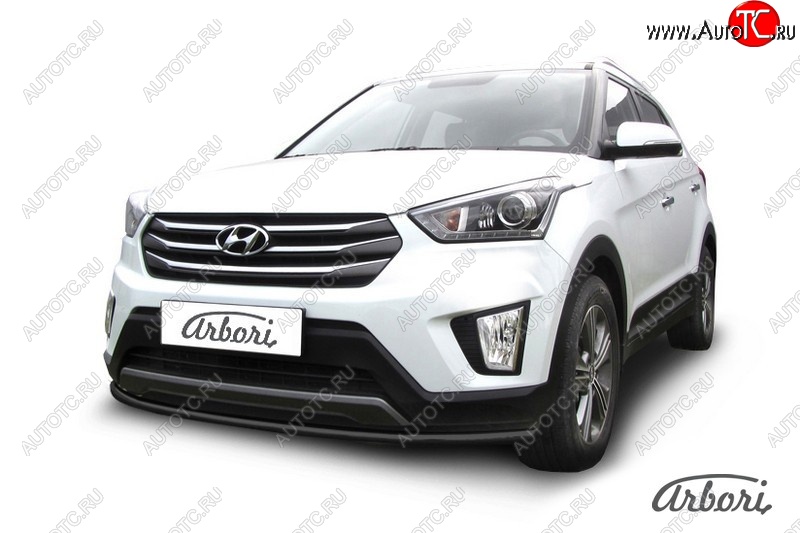 5 399 р. Защита переднего бампера Arbori (черная, 1 труба d42 mm). Hyundai Creta GS рестайлинг (2019-2021)  с доставкой в г. Омск