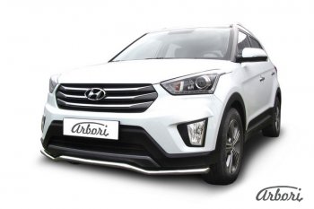 4 799 р. Защита переднего бампера Arbori (волна, нержавейка, 1 труба d42 mm).  Hyundai Creta  GS (2015-2021) дорестайлинг, рестайлинг  с доставкой в г. Омск. Увеличить фотографию 1