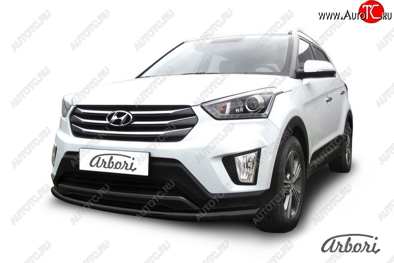 5 849 р. Защита переднего бампера Arbori (черная, 1 труба d57 mm). Hyundai Creta GS рестайлинг (2019-2021)  с доставкой в г. Омск