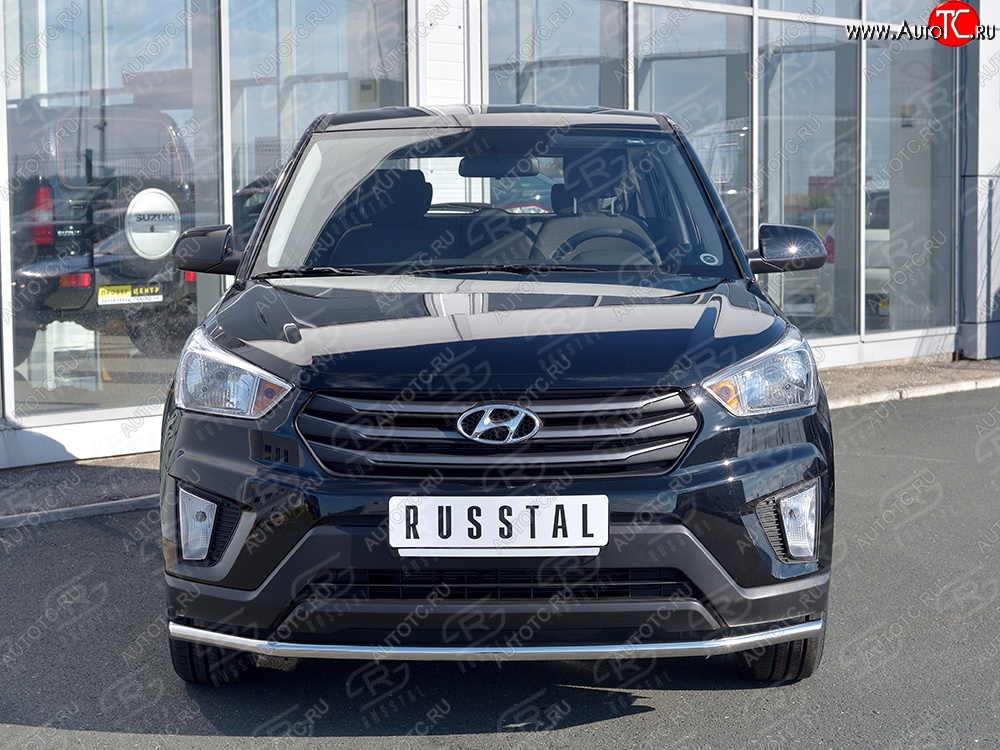 12 349 р. Защита переднего бампера (Ø42 мм, нержавейка) SLITKOFF Hyundai Creta GS дорестайлинг (2015-2019)  с доставкой в г. Омск