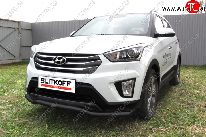 7 699 р. Защита переднего бампер из трубы d57 Slitkoff (волна) Hyundai Creta GS дорестайлинг (2015-2019) (Цвет: серебристый)  с доставкой в г. Омск