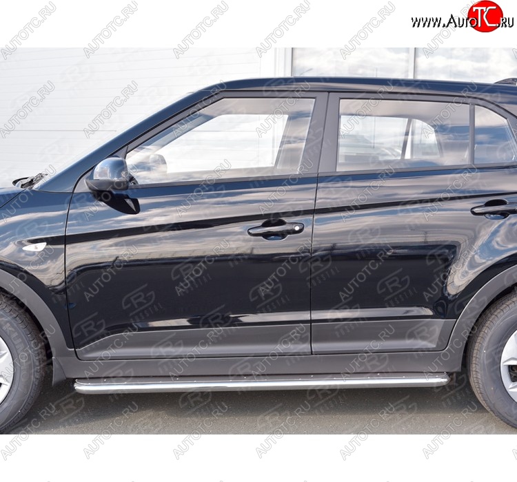 30 999 р. Порожки для ног (труба Ø42) SLITKOFF  Hyundai Creta  GS (2015-2021) дорестайлинг, рестайлинг (Вариант 3 (лист нерж, проф. нерж))  с доставкой в г. Омск