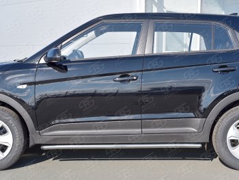 13 349 р. Защита порогов из круглой трубы d42 мм SLITKOFF v3 Hyundai Creta GS рестайлинг (2019-2021)  с доставкой в г. Омск. Увеличить фотографию 2