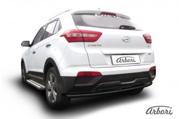 Защита заднего бампера Arbori (черная, 1 труба d42 mm). Hyundai Creta GS дорестайлинг (2015-2019)