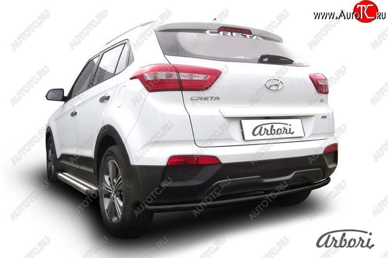 5 399 р. Защита заднего бампера Arbori (черная, 1 труба d42 mm). Hyundai Creta GS дорестайлинг (2015-2019)  с доставкой в г. Омск