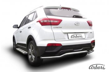 Защита заднего бампера Arbori (скоба, нержавейка, 1 труба d57 mm). Hyundai Creta GS дорестайлинг (2015-2019)