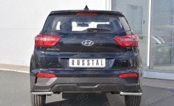 6 999 р. Защита заднего бампера (Ø42 мм уголки, нержавейка) Russtal  Hyundai Creta  GS (2015-2021) дорестайлинг, рестайлинг  с доставкой в г. Омск. Увеличить фотографию 1