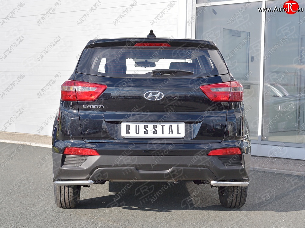 6 999 р. Защита заднего бампера (Ø42 мм уголки, нержавейка) Russtal  Hyundai Creta  GS (2015-2021) дорестайлинг, рестайлинг  с доставкой в г. Омск