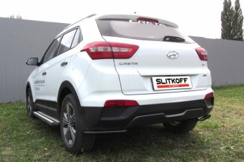 5 499 р. Защита заднего бампера из уголков d42 Slitkoff Hyundai Creta GS дорестайлинг (2015-2019) (Цвет: серебристый)  с доставкой в г. Омск. Увеличить фотографию 1