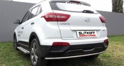 7 799 р. Защита заднего бампера из трубы диаметром 42 мм Slitkoff Hyundai Creta GS дорестайлинг (2015-2019) (Нержавейка, Полированная)  с доставкой в г. Омск. Увеличить фотографию 1