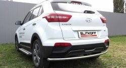 8 899 р. Защита заднего бампера из трубы диаметром 57 мм Slitkoff Hyundai Creta GS дорестайлинг (2015-2019) (Нержавейка, Полированная)  с доставкой в г. Омск. Увеличить фотографию 1