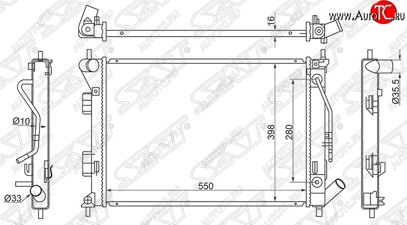 4 599 р. Радиатор двигателя SAT (трубчатый, МКПП/АКПП)  Hyundai Creta (GS), Elantra (MD), I30 (2 GD), KIA Ceed (2 JD), Cerato (3 YD), Soul (AM)  с доставкой в г. Омск