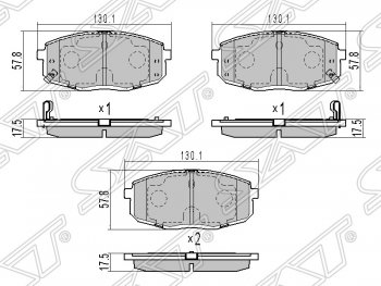 889 р. Колодки тормозные передние SAT  Hyundai Creta  GS (2015-2021), Hyundai I30  FD (2007-2012), KIA Ceed  1 ED (2006-2012)  с доставкой в г. Омск. Увеличить фотографию 1