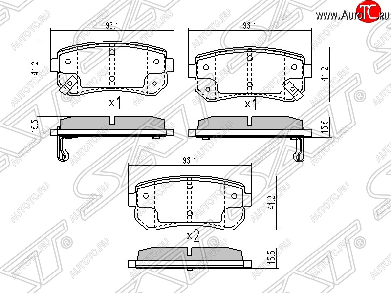 929 р. Колодки тормозные задние SAT  Hyundai Creta (GS), Tucson (TL), KIA Ceed (1 ED), Cerato (2 TD), Rio (2 JB), Sportage (2 JE,KM)  с доставкой в г. Омск